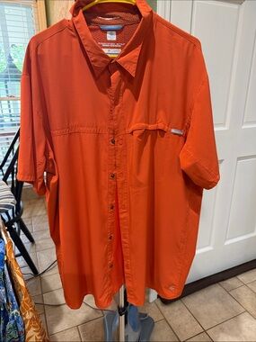 Columbia Men's Short Sleeve Button Shirt - Orange